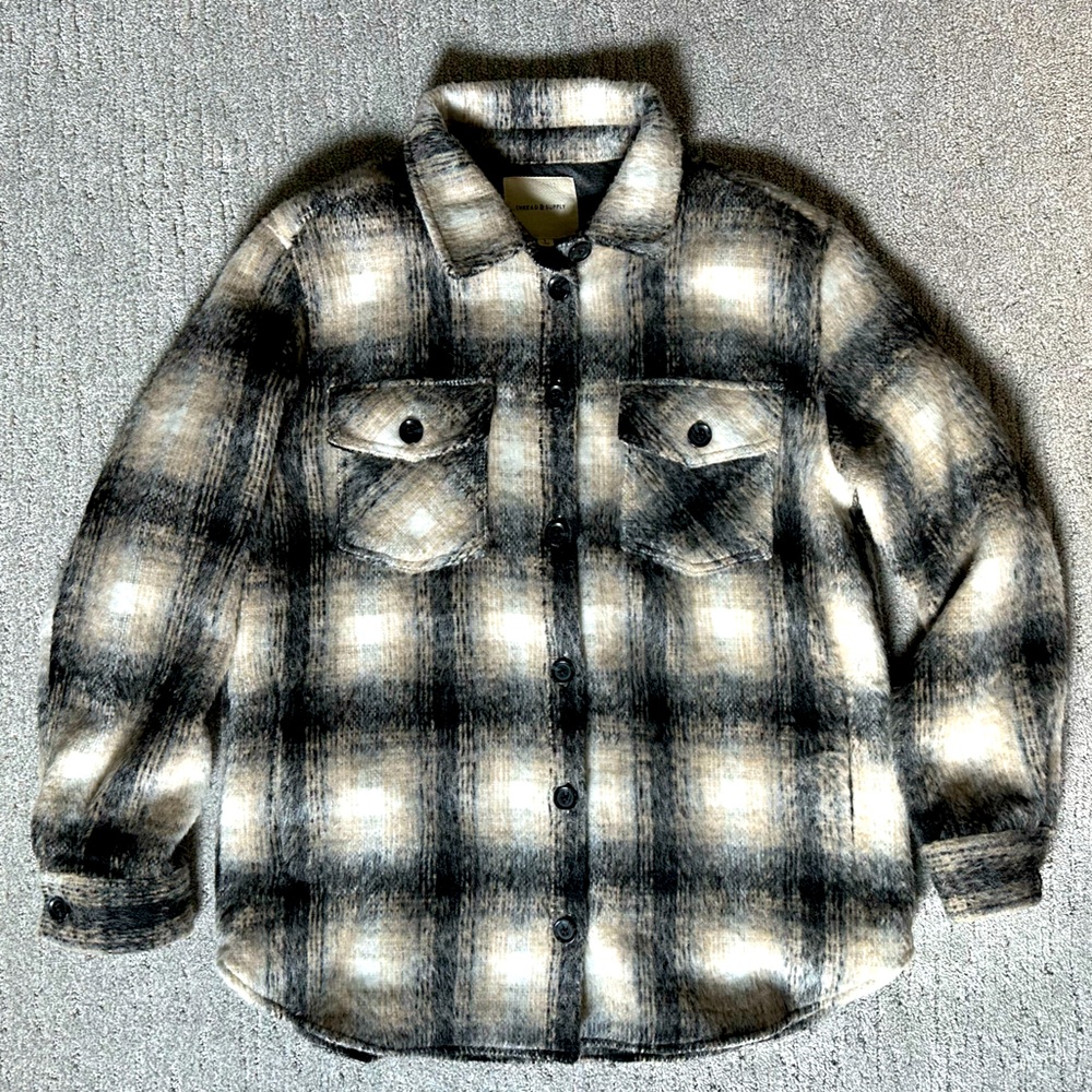 Thread and Supply Plaid Shacket Large
